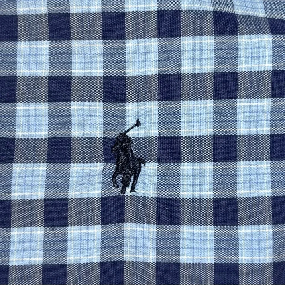 Ralph Lauren Boys Blue Plaid Performance‎ Button-Down Shirt Long Sleeve L